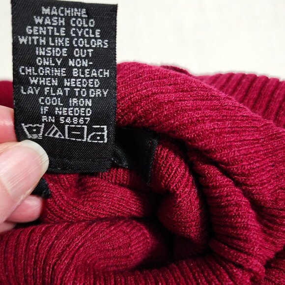 Express Womens Burgundy Fitted Knit Long Sleeve Turtleneck Size M - Picture 6 of 7